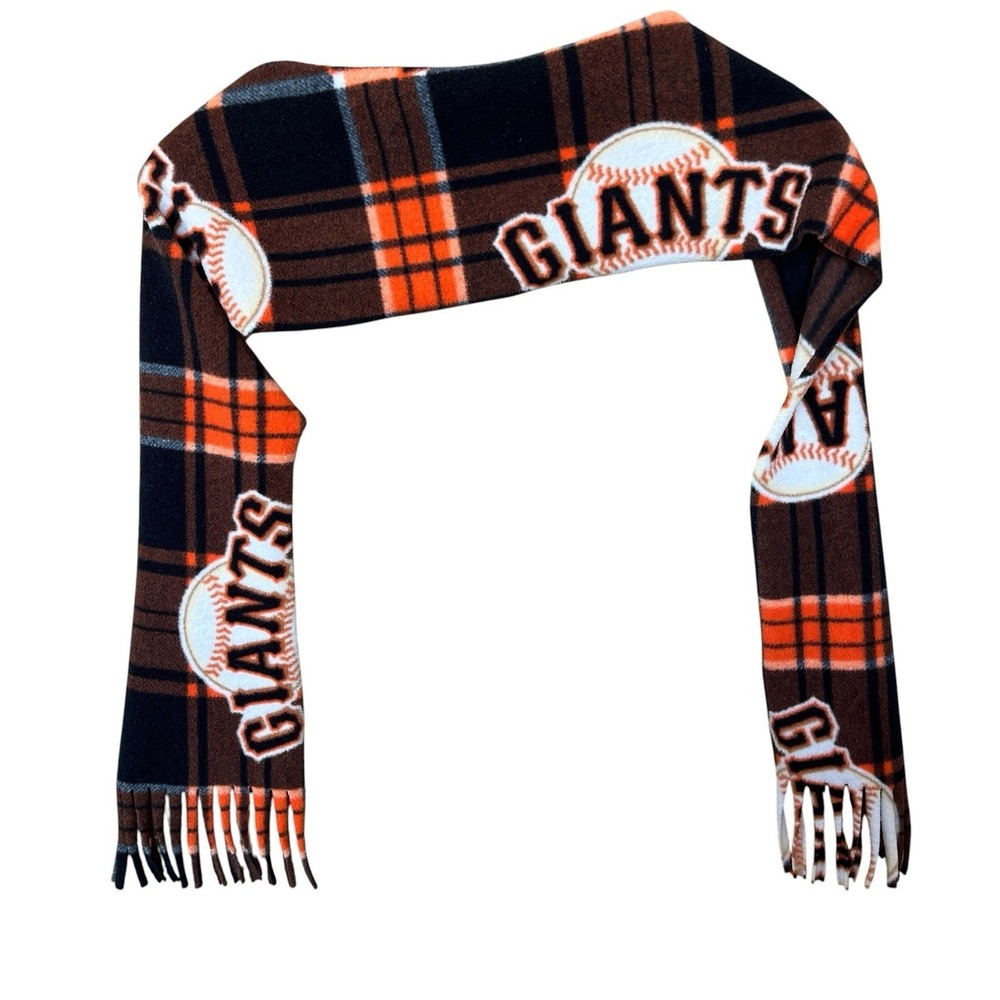 San Francisco Giants MLB Scarf 56" Soft Fleece Black Orange Logo Fringed Tassels